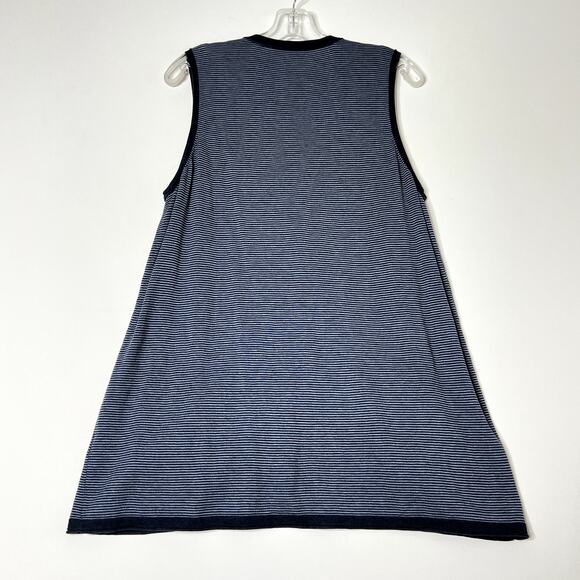 J. Jill Striped Casual Sweater Vest V Neck Button Up Front Pocket Blue Womens - Picture 4 of 7